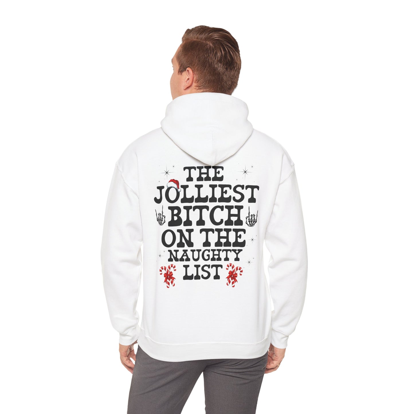 Unisex JOLLIEST BITCH ON THE NAUGHTY LIST Hoodie, sweater , Fall fashion, Christmas gift