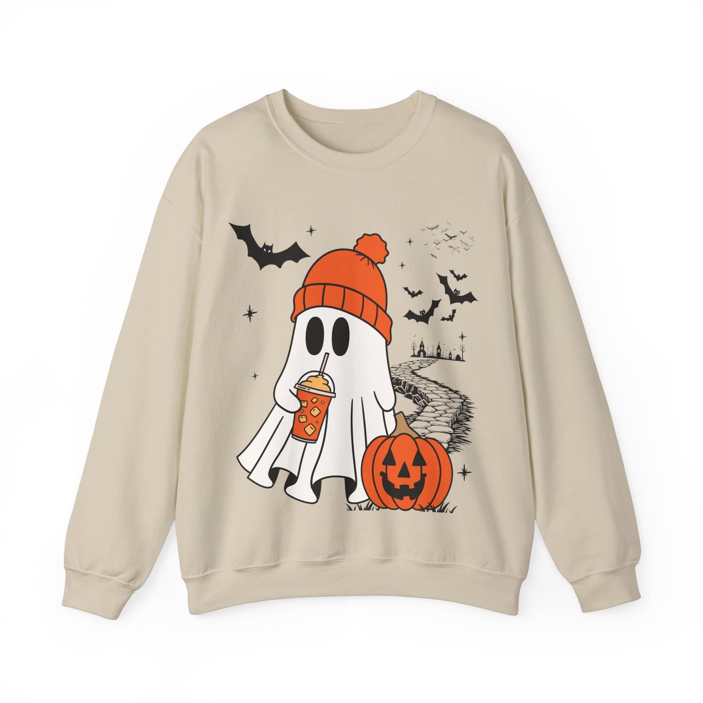 Cute Spooky Coffee Sweatshirt, Womens Ghost Sweatshirt, Spooky Season, Fall Coffee Lover Hoodie, Halloween Party Shirt, Fall Graphic Shirt