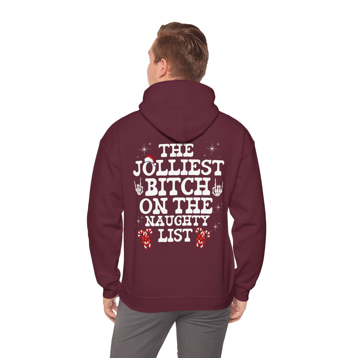 Unisex JOLLIEST BITCH ON THE NAUGHTY LIST Hoodie, sweater , Fall fashion, Christmas gift