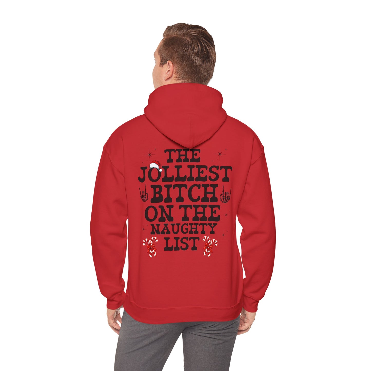 Unisex JOLLIEST BITCH ON THE NAUGHTY LIST Hoodie, sweater , Fall fashion, Christmas gift