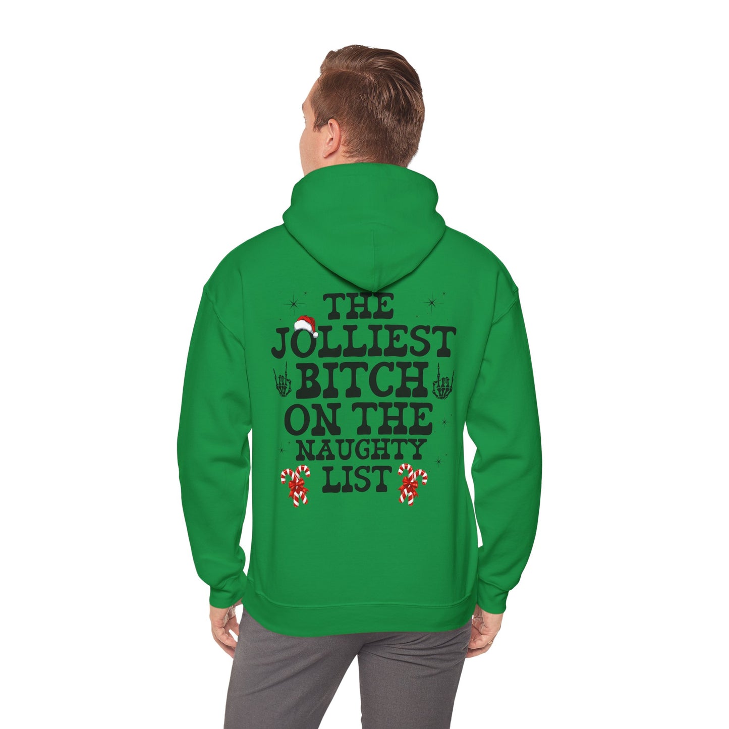 Unisex JOLLIEST BITCH ON THE NAUGHTY LIST Hoodie, sweater , Fall fashion, Christmas gift