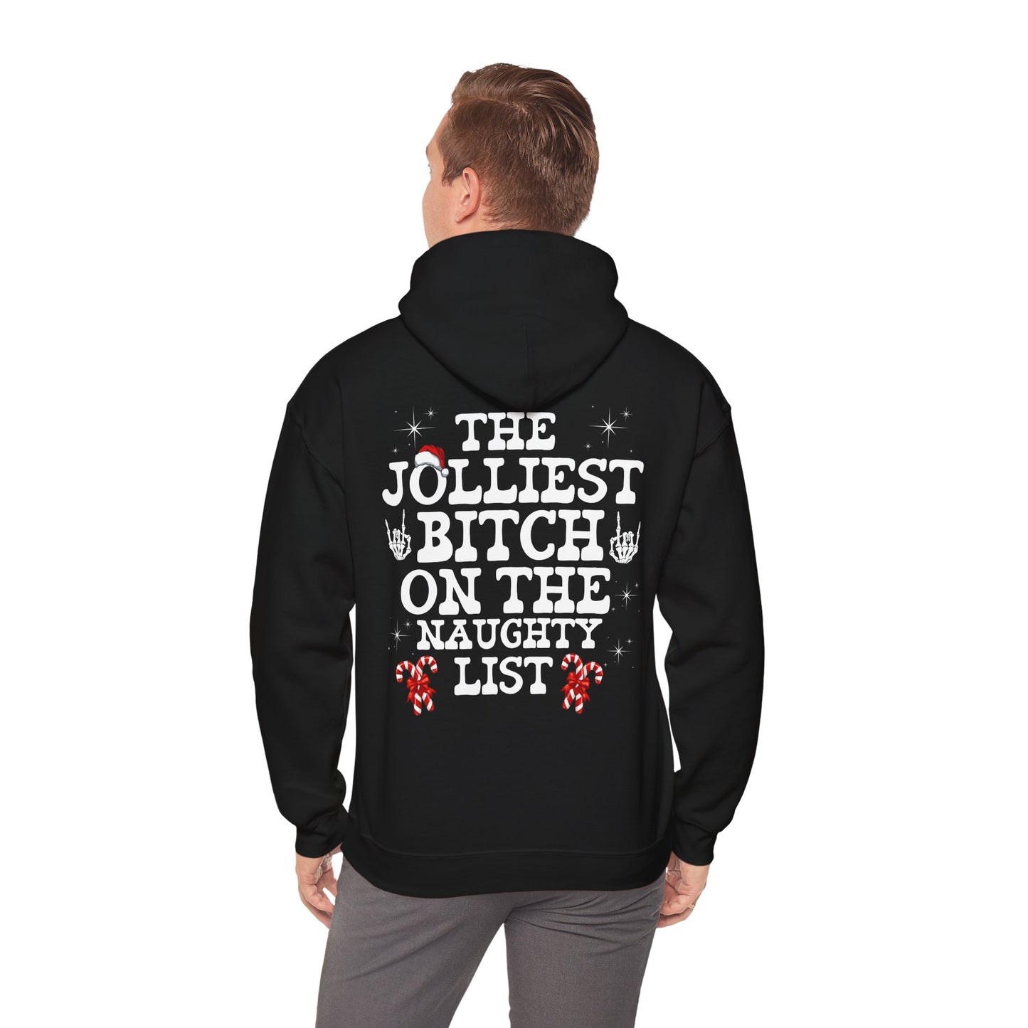Unisex JOLLIEST BITCH ON THE NAUGHTY LIST Hoodie, sweater , Fall fashion, Christmas gift