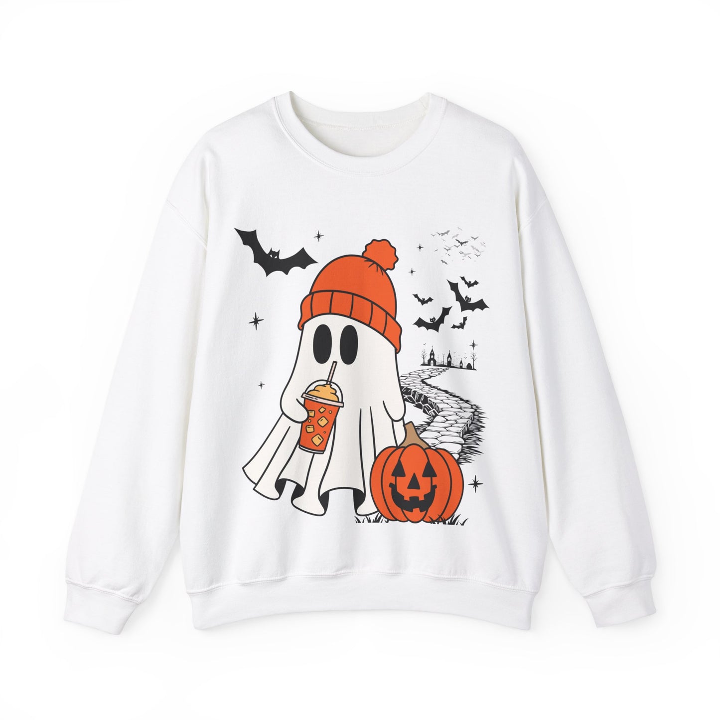 Cute Spooky Coffee Sweatshirt, Womens Ghost Sweatshirt, Spooky Season, Fall Coffee Lover Hoodie, Halloween Party Shirt, Fall Graphic Shirt