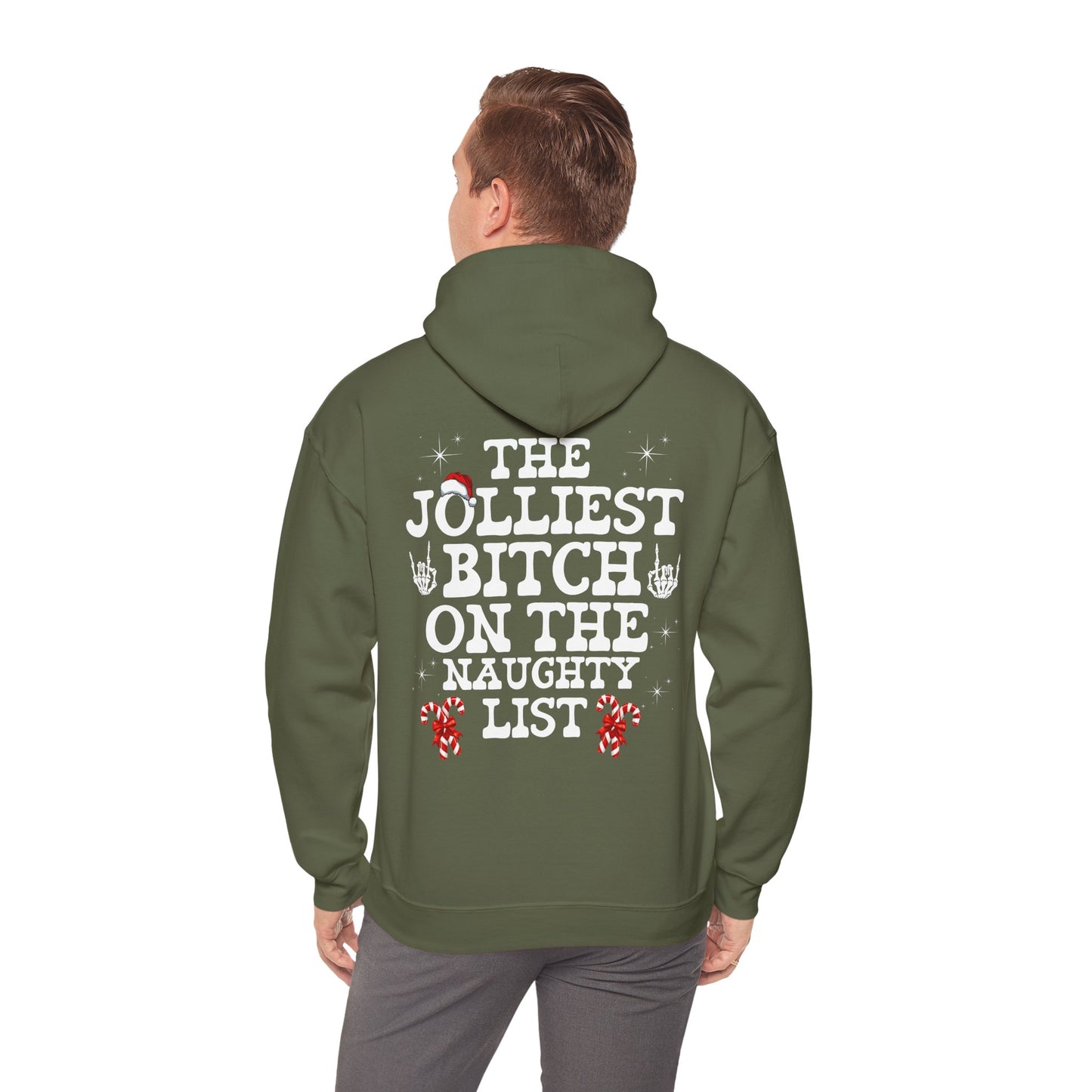 Unisex JOLLIEST BITCH ON THE NAUGHTY LIST Hoodie, sweater , Fall fashion, Christmas gift