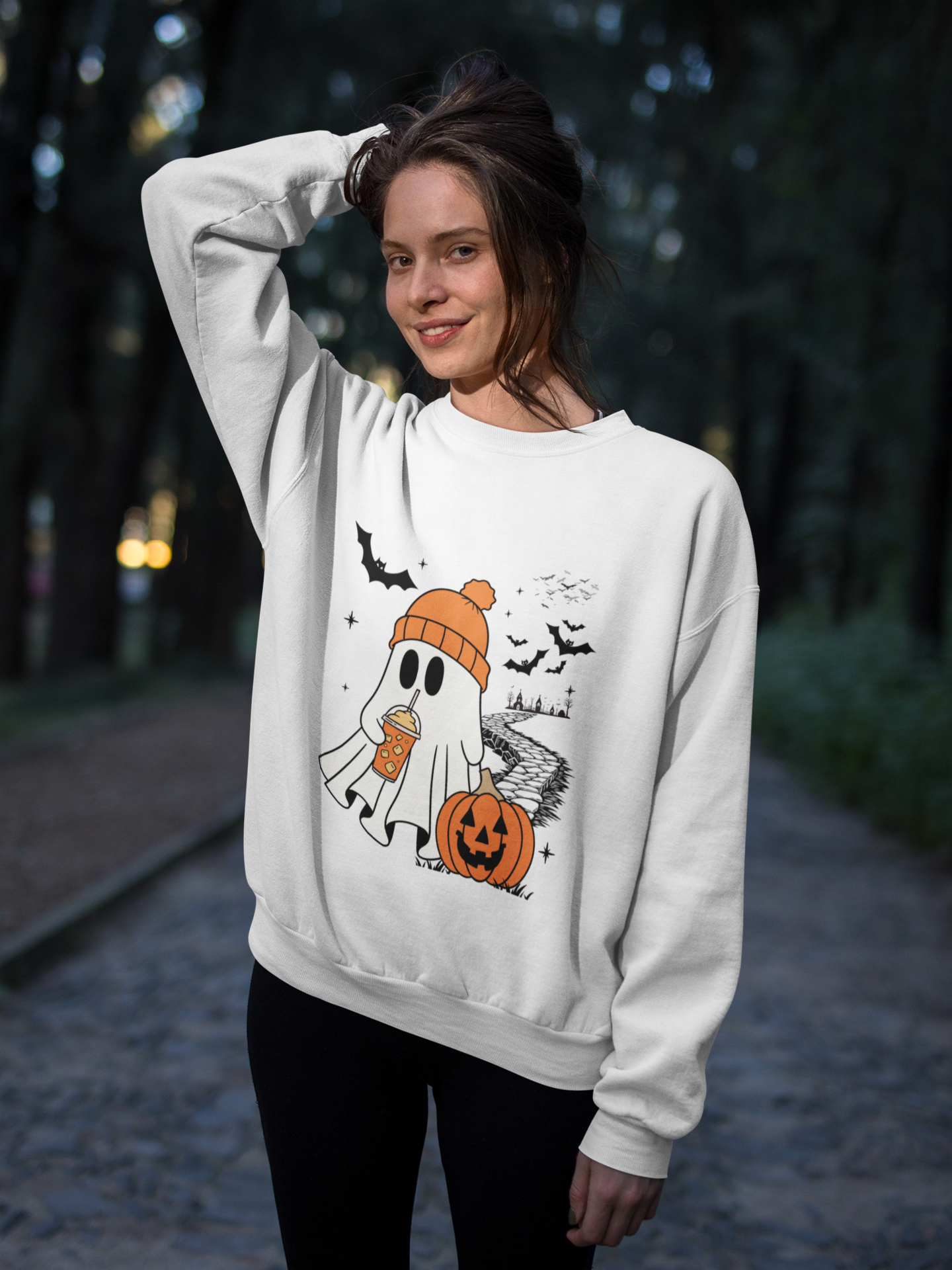 Cute Spooky Coffee Sweatshirt, Womens Ghost Sweatshirt, Spooky Season, Fall Coffee Lover Hoodie, Halloween Party Shirt, Fall Graphic Shirt