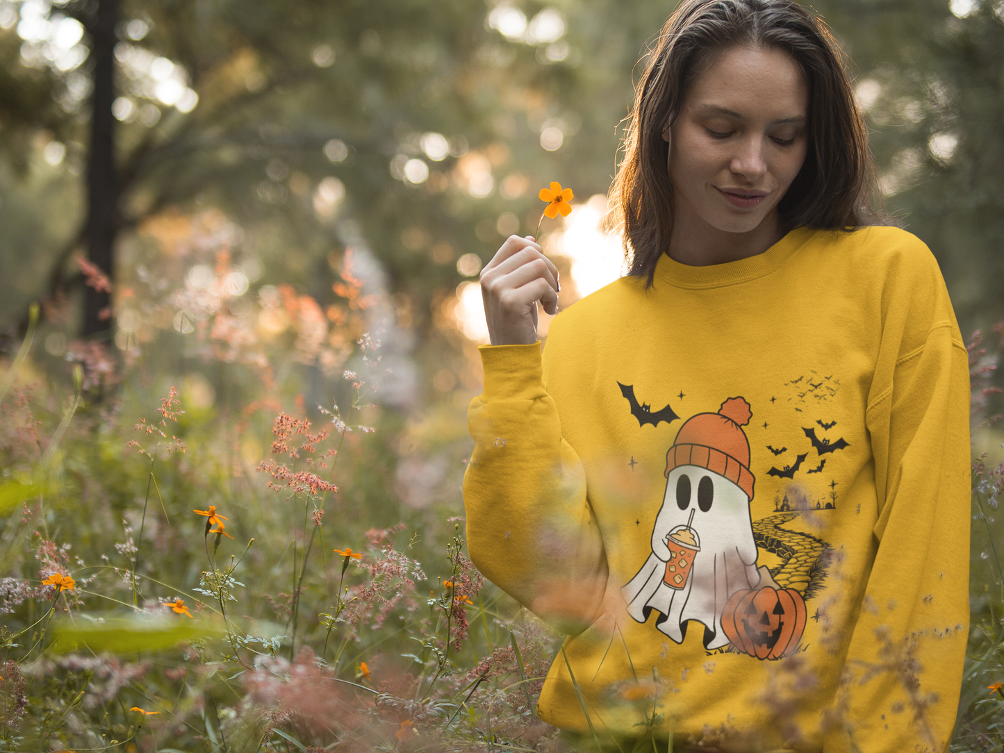 Cute Spooky Coffee Sweatshirt, Womens Ghost Sweatshirt, Spooky Season, Fall Coffee Lover Hoodie, Halloween Party Shirt, Fall Graphic Shirt