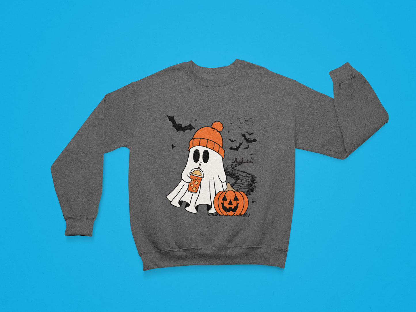 Cute Spooky Coffee Sweatshirt, Womens Ghost Sweatshirt, Spooky Season, Fall Coffee Lover Hoodie, Halloween Party Shirt, Fall Graphic Shirt