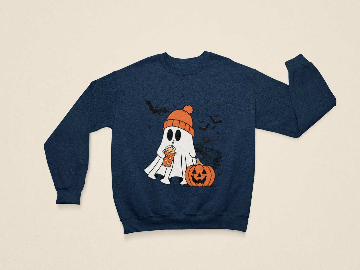 Cute Spooky Coffee Sweatshirt, Womens Ghost Sweatshirt, Spooky Season, Fall Coffee Lover Hoodie, Halloween Party Shirt, Fall Graphic Shirt