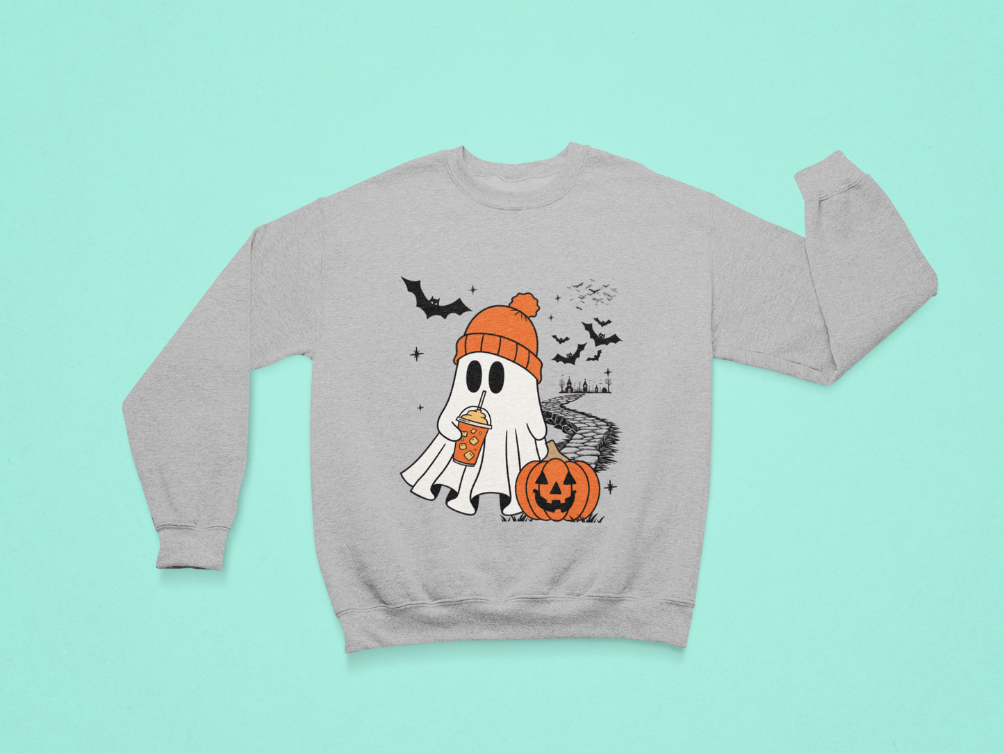 Cute Spooky Coffee Sweatshirt, Womens Ghost Sweatshirt, Spooky Season, Fall Coffee Lover Hoodie, Halloween Party Shirt, Fall Graphic Shirt