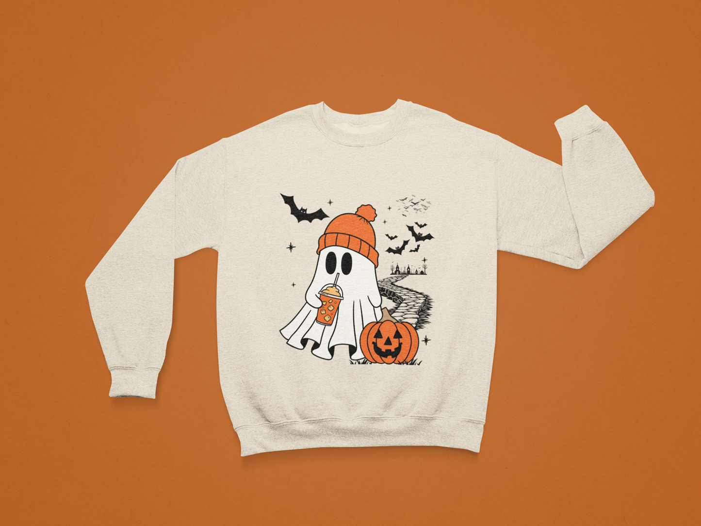 Cute Spooky Coffee Sweatshirt, Womens Ghost Sweatshirt, Spooky Season, Fall Coffee Lover Hoodie, Halloween Party Shirt, Fall Graphic Shirt